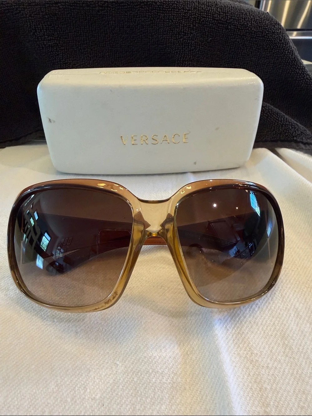 Versace Women's Brown Amber Gradient Oversized Sunglasses